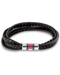Tommy Hilfiger 2790426 Jewelry Stainless Steel & Leather Bracelet Color: Black