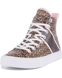 Guess - Elga Hi Top Lace Up Synthetic Trainers - Lyst
