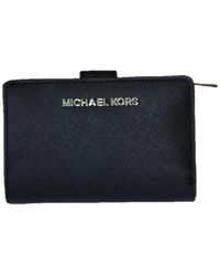 Michael Kors - Jet Set Travel Bifold Zip Coin Leather Wallet - Black/silver - Lyst