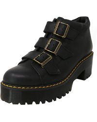dr martens coppola black leather triple strap heeled ankle boots