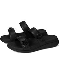 Fitflop - F-mode Go Beadie-button Adj. Flatform 2-bar Slides Wedge Sandal - Lyst