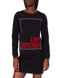 Love Moschino - Loose Fit Long Sleeved Dress With Seasonal Logo Box With Embroidery And 3-d Effect Organza Petals Casual - Lyst