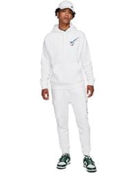 Nike - 2 Piece Repeat Sportswear Pullover Sweatshirt Hoodie Top Joggers White Multi Swoosh Cotton Size Small S - Lyst
