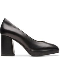 Clarks - Zoya85 Court Leather Shoes In Black Standard Fit Size 5 - Lyst
