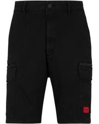 HUGO - S Johny232d Stretch-cotton Cargo Shorts With Red Logo Label - Lyst