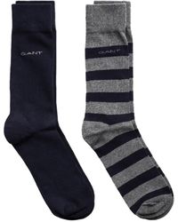 GANT - 2-pack Barstripe & Solid Socks Charcoal Melange - Lyst