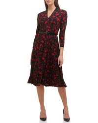 Tommy Hilfiger - Long Sleeve Jersey Midi Dress With Pleated Skirt - Lyst