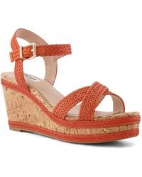 Dune - Ladies Kelisa Braided Upper High Wedge Heel Sandals Size Uk 4 Orange Wedge Heel Wedges - Lyst