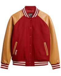Superdry - College Varsity Bomberjacke Expeditionsrot 42 - Lyst