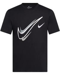 Nike - Court T Shirt S Swoosh Logo Tee Short Sleeve Classic T Shirt Black Dq3944 010 New - Lyst