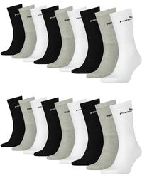 PUMA - Lot de 18 paires de chaussettes de sport classiques 75 % coton 35-38 39-42 43-46 47-49 Noir/blanc/gris/bleu - Lyst