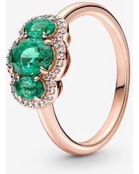 PANDORA - , 's Sterling Silver Cubic Zirconia Ring, Rosa-grün, 180057c01-56 - Lyst
