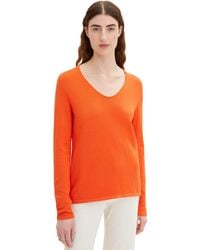 Tom Tailor - Basic Strickpullover mit V-Ausschnitt - Lyst