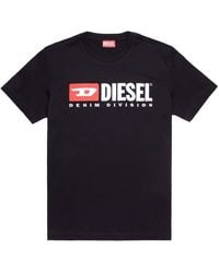 DIESEL - T-Shirt mit Fleece-Logo - Lyst