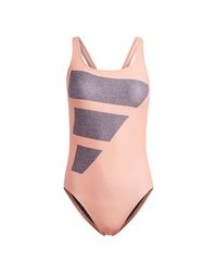 adidas - HR4380 BIG Bars Suit Swimsuit Coral Fusion/Shadow Navy/White 48 - Lyst