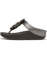Fitflop - Fino Bauble-Bead Toe-Post Sandals (Pewter) Sandals - Lyst