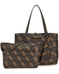 Guess - Eco Brenton Tote Brown Logo - Lyst