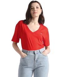 Calvin Klein - Jeans Ck Embro Badge V-hals Tee S/s Knit Tops - Lyst