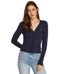 Tommy Hilfiger - Donna Cardigan Cable Essential con Chiusura con Bottoni - Lyst