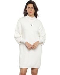 Calvin Klein - Sweater Dress Woven Label Loose Long Sleeve - Lyst