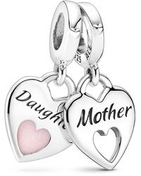 PANDORA - Linked Sister Hearts Split Dangle Charm - Lyst