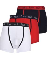 French Connection - 3-pack Fcuk Contrast Piping Underwear Boxer Trunks - Lyst