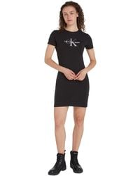 Calvin Klein - Jeans Vestido Tipo Camiseta para Mujer Monologo Dress de ga Corta - Lyst
