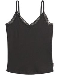 Superdry - Athletic Essential Lace Trim Cami Top Bison Schwarz 6-8 - Lyst