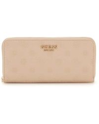 Guess - Phoebe SLG Large Zip Around Wallet L Simply Taupe Logo - Lyst