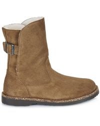 Birkenstock - Uppsala Shearling Suede Leather Dark Tea Boots 7 Uk - Lyst