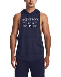 Under Armour - S Project Rock Sleeveless Hoodie Blue M - Lyst