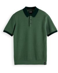 Scotch & Soda - Structured Knitted Solid Polo Shirt - Lyst