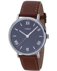 Timex - Tw2r63900 Southview 41mm Tan/silver-tone/blue Leather Strap Watch - Lyst