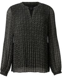 Comma, - Plissierte Bluse aus Chiffon mit Logomuster schwarz 42 - Lyst