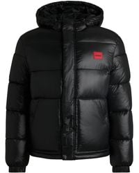 HUGO - Water-Repellent Puffer Jacket With Logo Label - Lyst