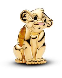PANDORA - Disney The Lion King Simba 14k Gold-plated Charm With Black And Pink Enamel - Lyst