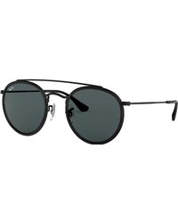 Ray-Ban - Sunglasses Unisex Round Double Bridge - Black Frame Green Lenses Polarized 51-22 - Lyst