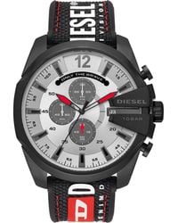 DIESEL - Chronograph Quartz Watch With Stainless Steel And Leather Strap Dz4344 - Lyst