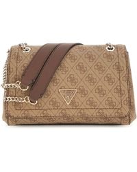 Guess - Noelle Ii Convertible Xbody Flap Bag Latte Logo/brown - Lyst