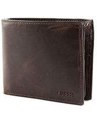 FOSSIL Derrick Large Pocket Bifold Portafoglio Portafoglio Portafoglio in Pelle Brown