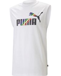 PUMA - T-Shirt Senza iche Essentials+ da Uomo M White - Lyst