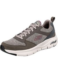 Skechers - S Arch Fit Leather Overlay Lace Up Sn Trainers Taupe/multi 10 - Lyst