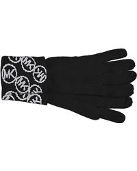 Michael Kors - Mk Logo Knit Cuffed Glove Black White - Lyst
