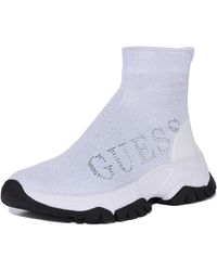 Guess - Nollen Strass Synthetik Slip On Sneaker FL5NLLFAB12 Mühelose Eleganz in Schwarz Silber Weiß - Lyst