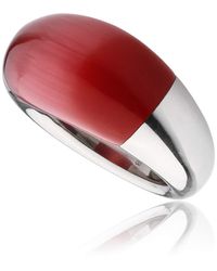 Calvin Klein Anello Grande in Acciaio con Pietra Color Rosso - Grigio