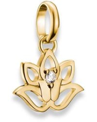 Thomas Sabo - Charm Anhänger Lotusblume mit Zirkonia – 18k Gold plattiert auf recyceltem 925 Silber – Schmuck für Armband & Kette – - Lyst