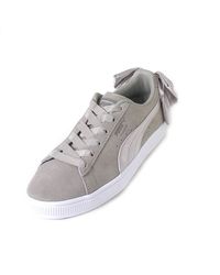 PUMA - Bow Lace Up Grey Suede Leather S Trainers 367317 08 - Lyst