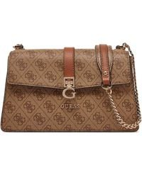 Guess - Zamira Convertible Xbody Flap Bag Latte Logo - Lyst