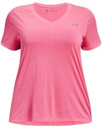 Under Armour - S Tech Twist Short Sleeve V Neck T-shirt Candy Pink 3xl - Lyst