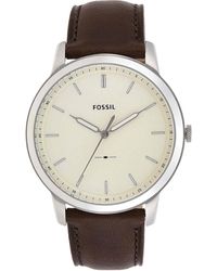 Fossil - Minimalist Quartz Stainless Steel And Leather Three-hand Watch - Lyst